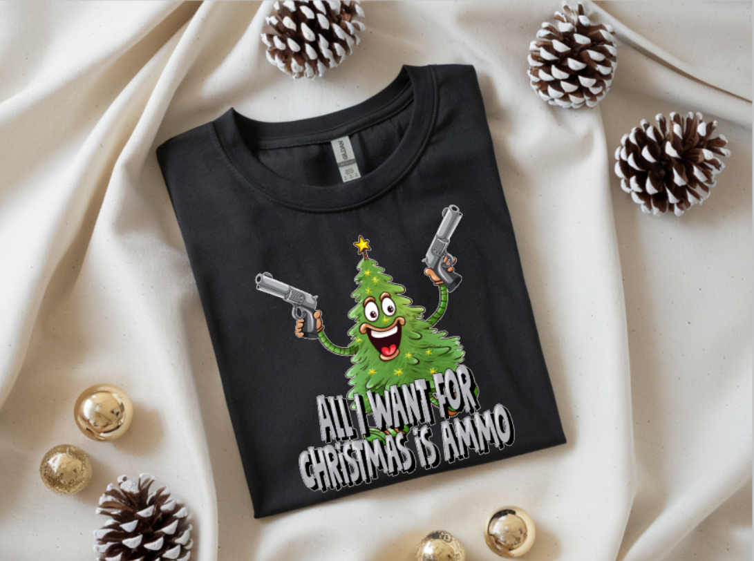 All I Want for Christmas Is Pew Pew Ammo Graphic T-Shirt