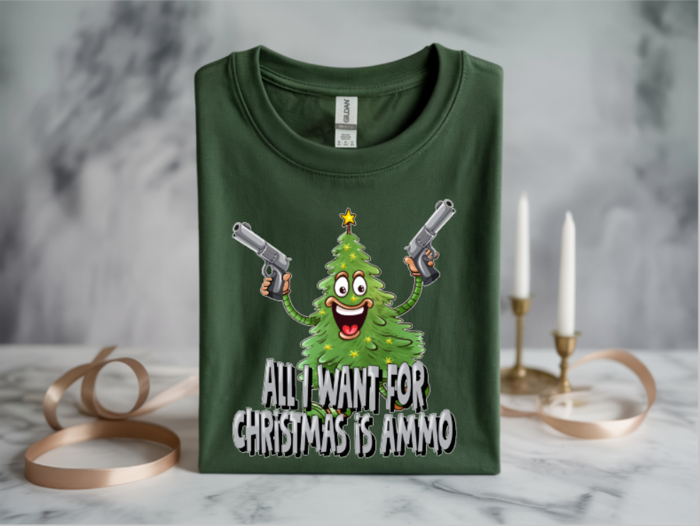 All I Want for Christmas Is Pew Pew Ammo Graphic T-Shirt