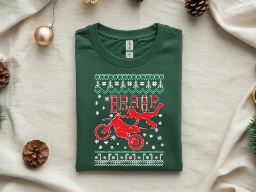 Braap Christmas Dirt Bike Graphic T-Shirt