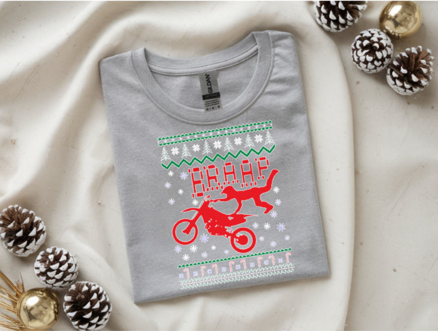 Braap Christmas Dirt Bike Graphic T-Shirt