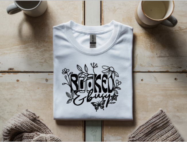 Booked and Busy Book Lover Graphic T-Shirt
