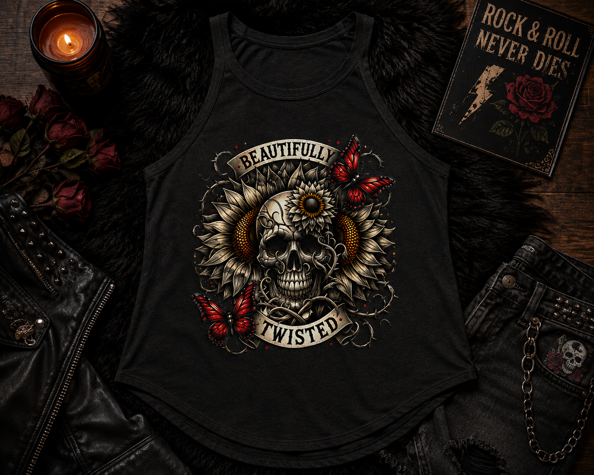 Beautifully Twisted Skull Rocker Tank