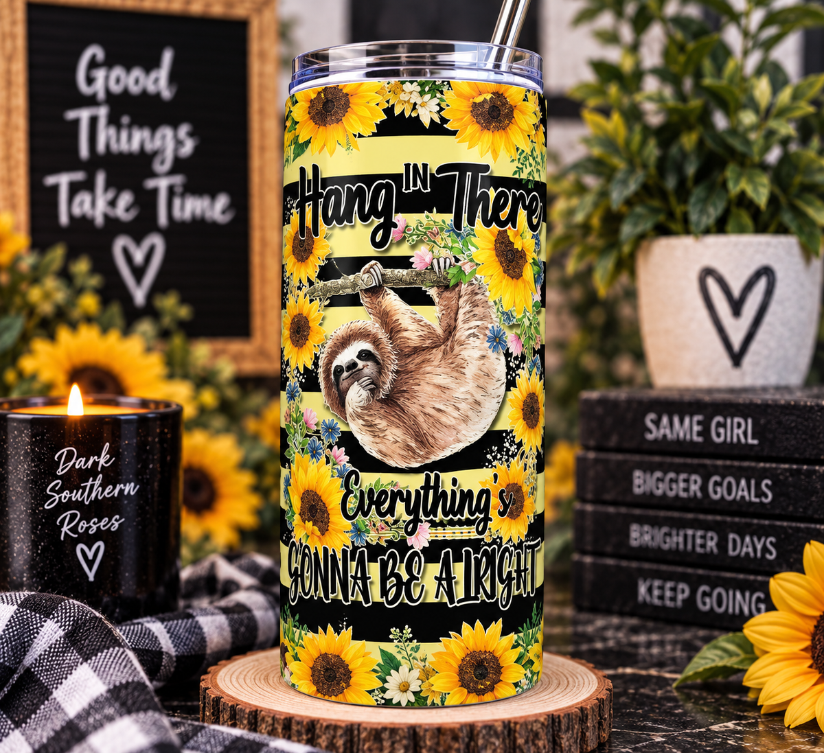Hang In There Sloth Tumbler