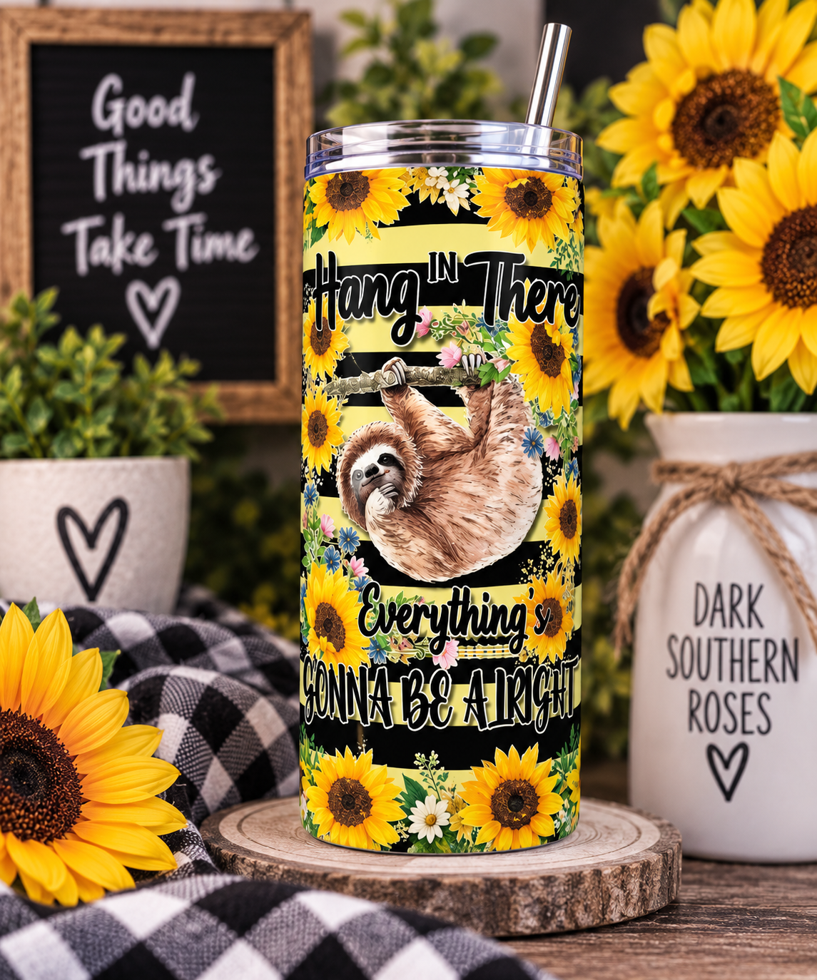 Hang In There Sloth Tumbler