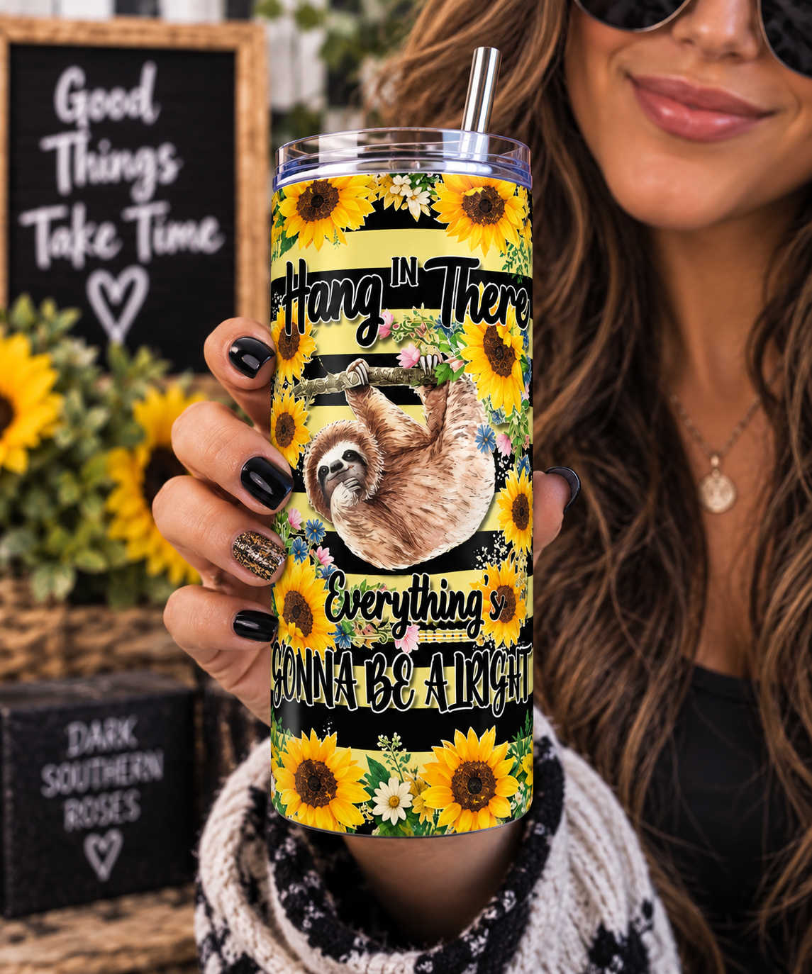 Hang In There Sloth Tumbler