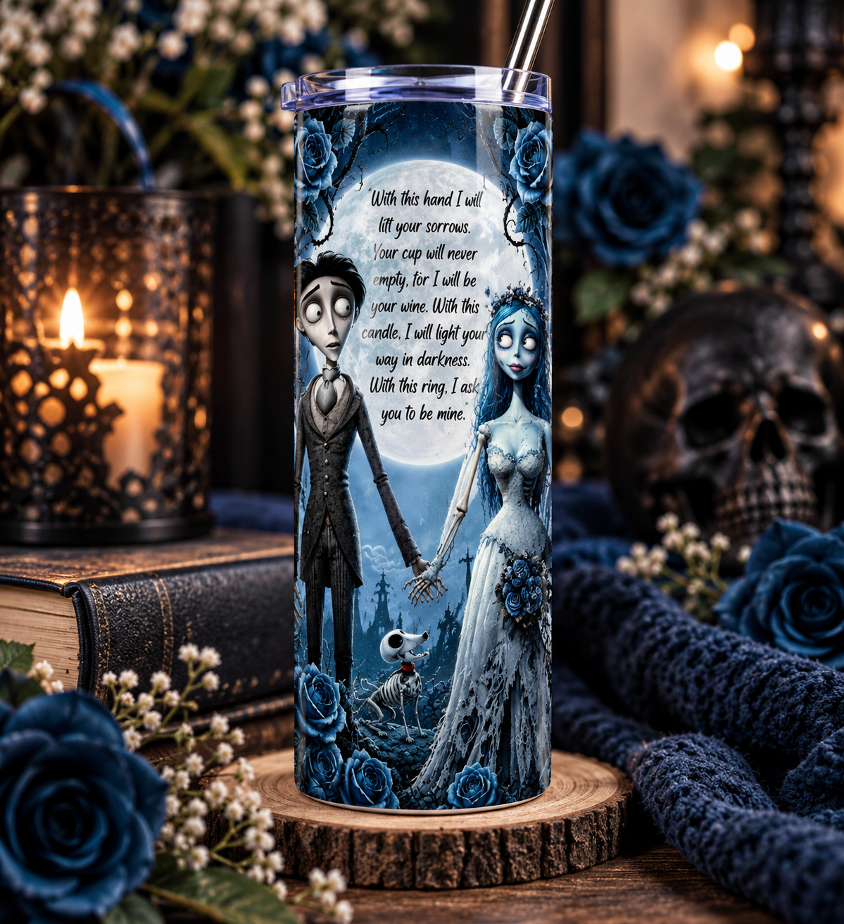 Gothic Bride & Groom 20oz Skinny Tumbler