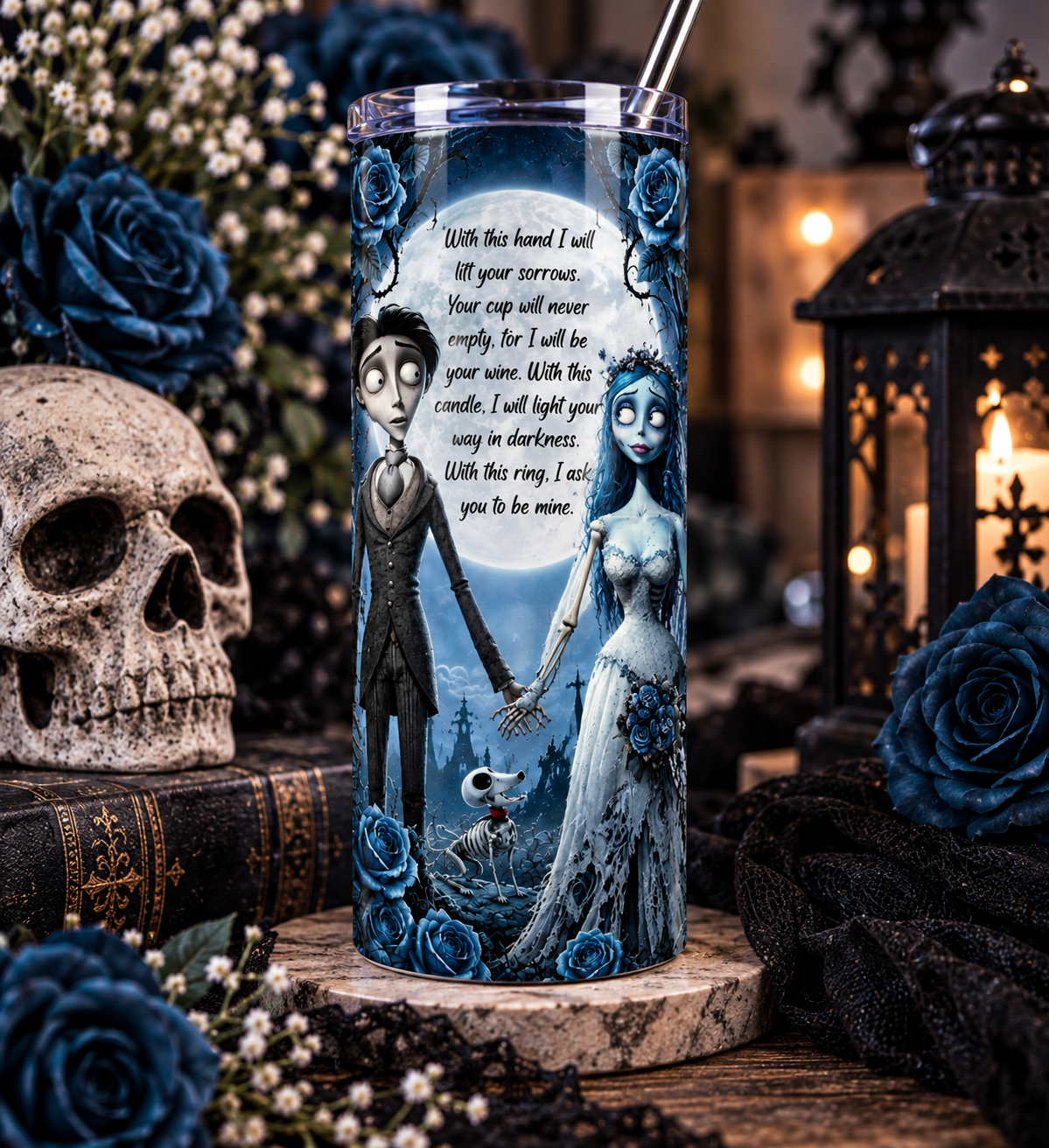 Gothic Bride & Groom 20oz Skinny Tumbler