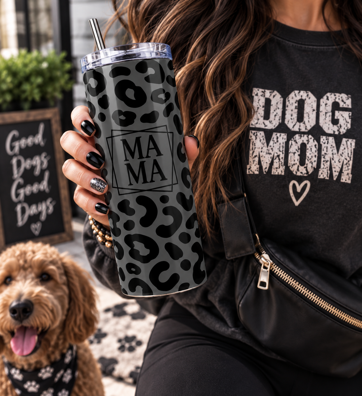 Black Leopard 20oz Skinny Tumbler