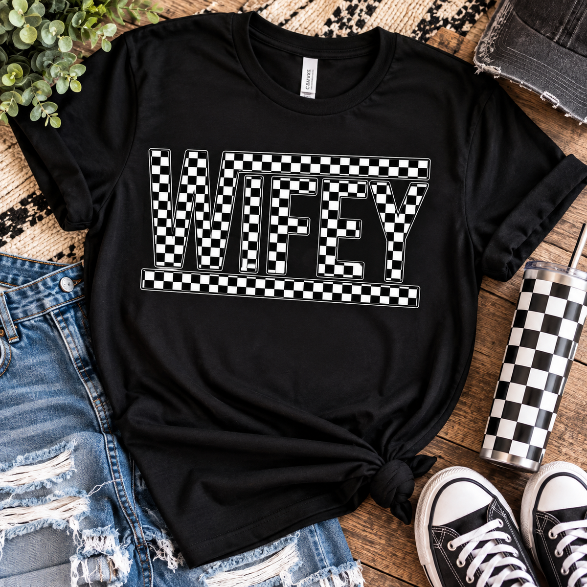 Checkered Wifey T-Shirt