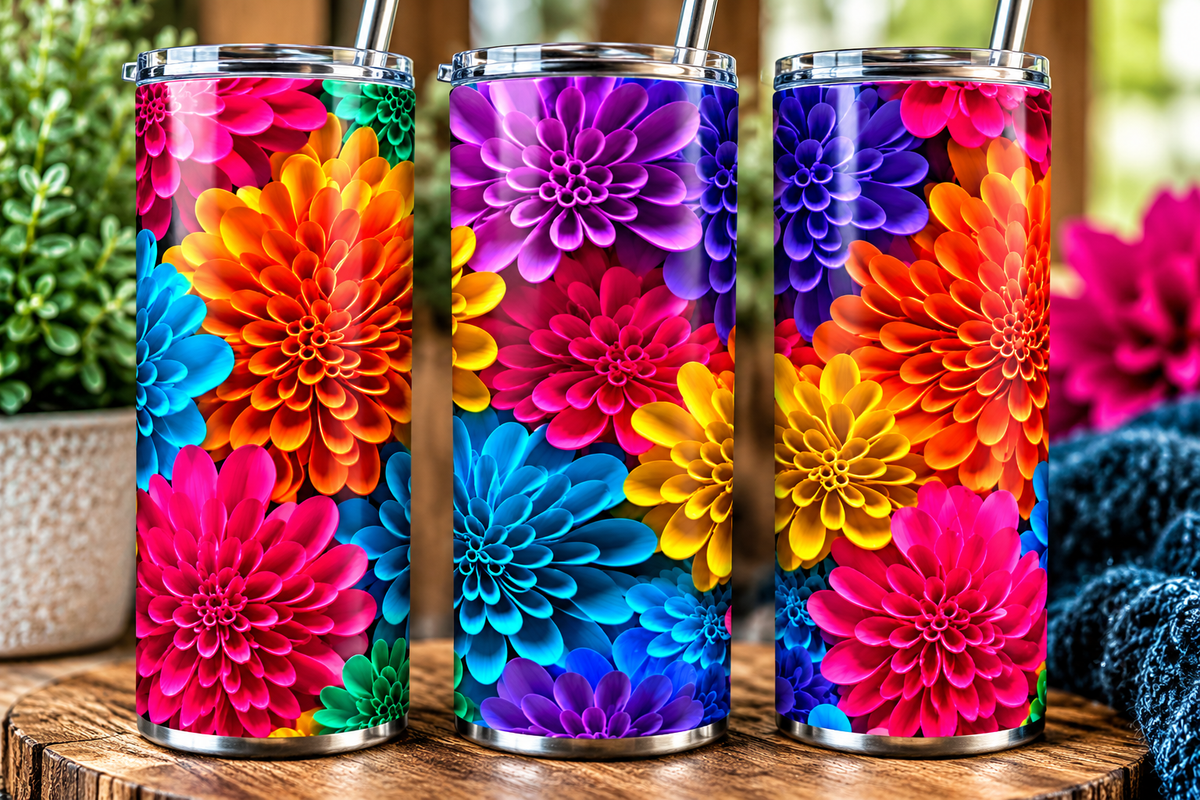 Bright Rainbow Floral 20oz Tumbler