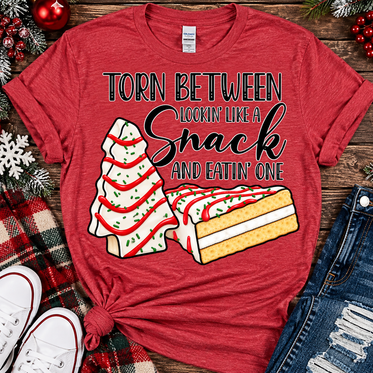 Torn Between Lookin' Like a Snack & Eatin' One | Funny Christmas Tee