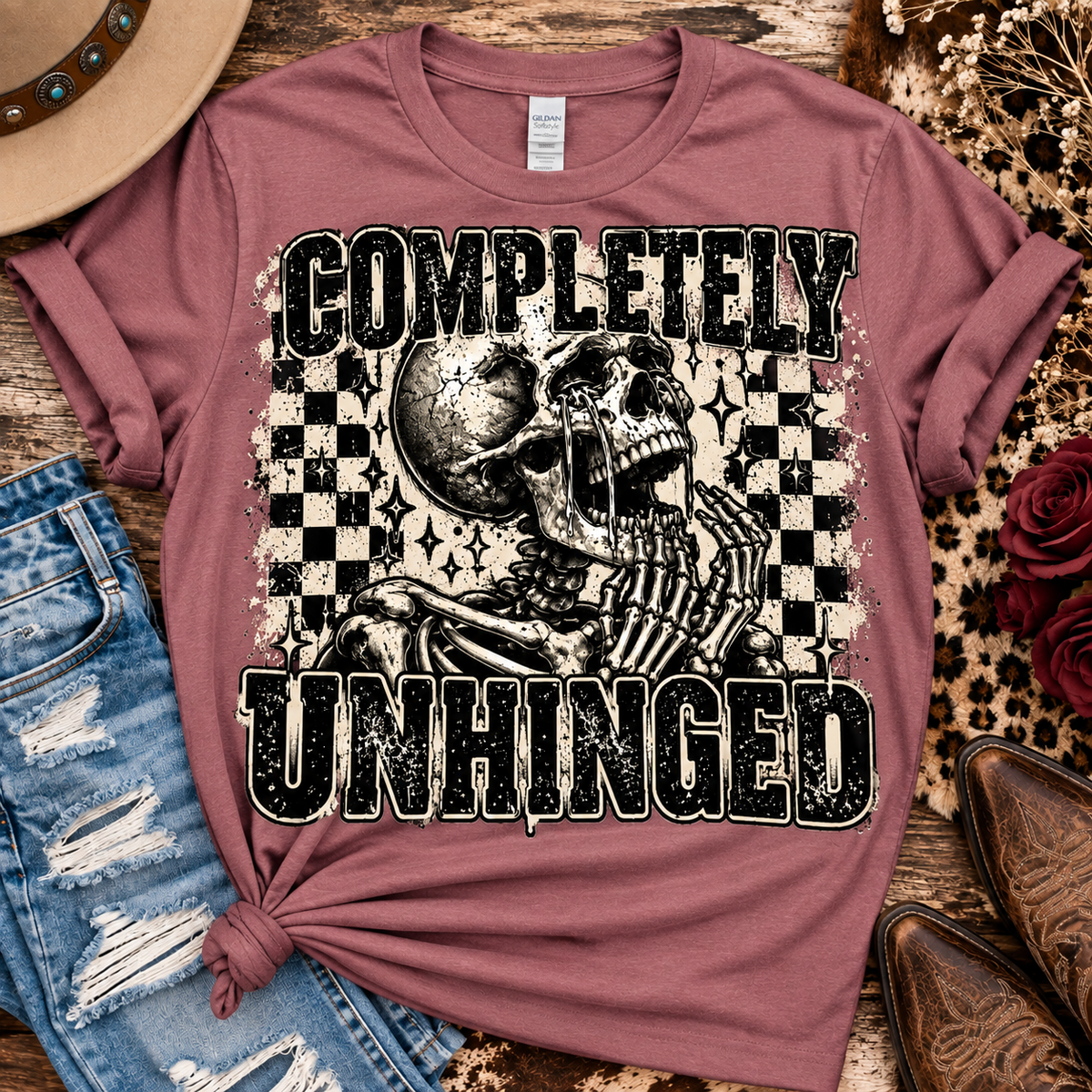 Completely Unhinged Skeleton Graphic Tee