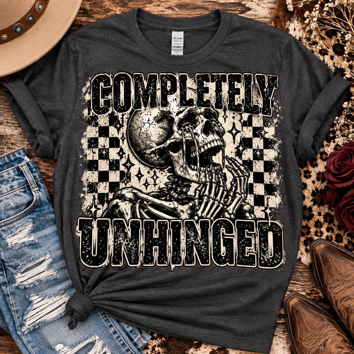 Completely Unhinged Skeleton Graphic Tee