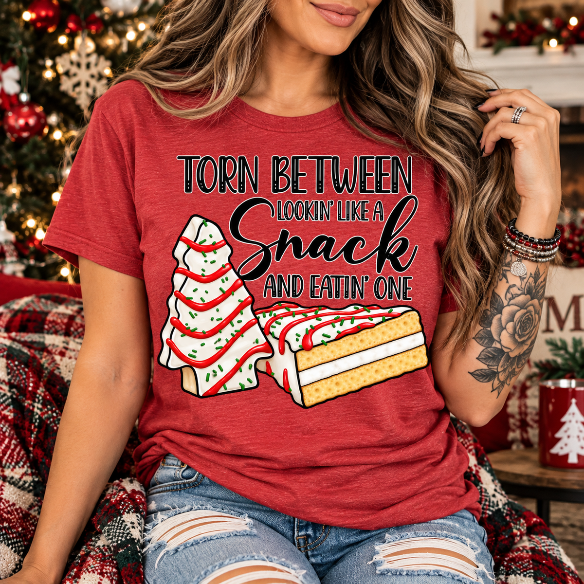 Torn Between Lookin' Like a Snack & Eatin' One | Funny Christmas Tee