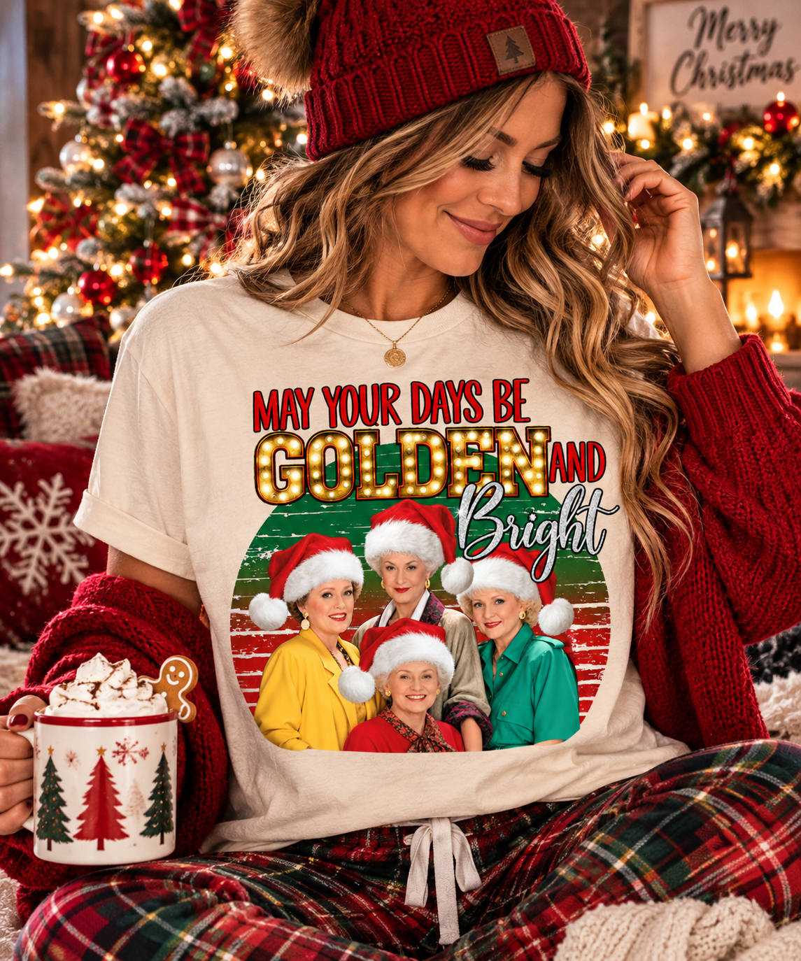 May Your Days Be Golden and Bright | Retro Christmas Graphic Tee