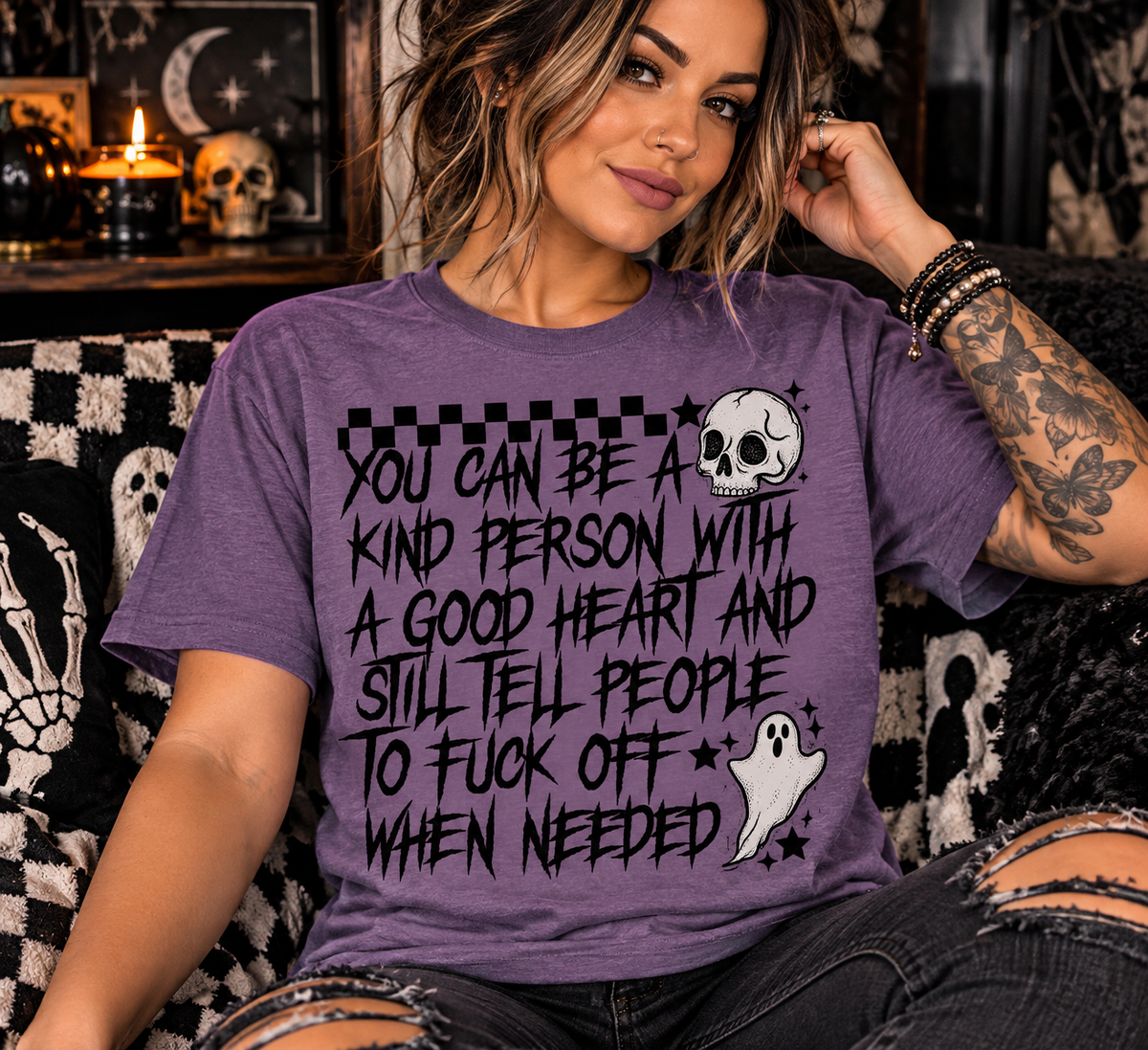 Kind Person, Good Heart, Zero Tolerance | Sarcastic Gothic Graphic Tee
