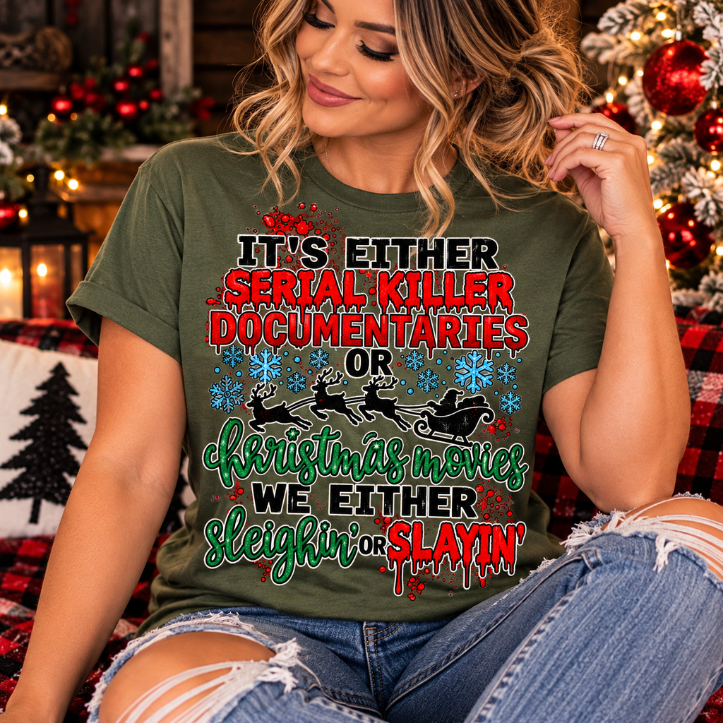 Serial Killer Documentaries or Christmas Movies | True Crime Christmas Tee