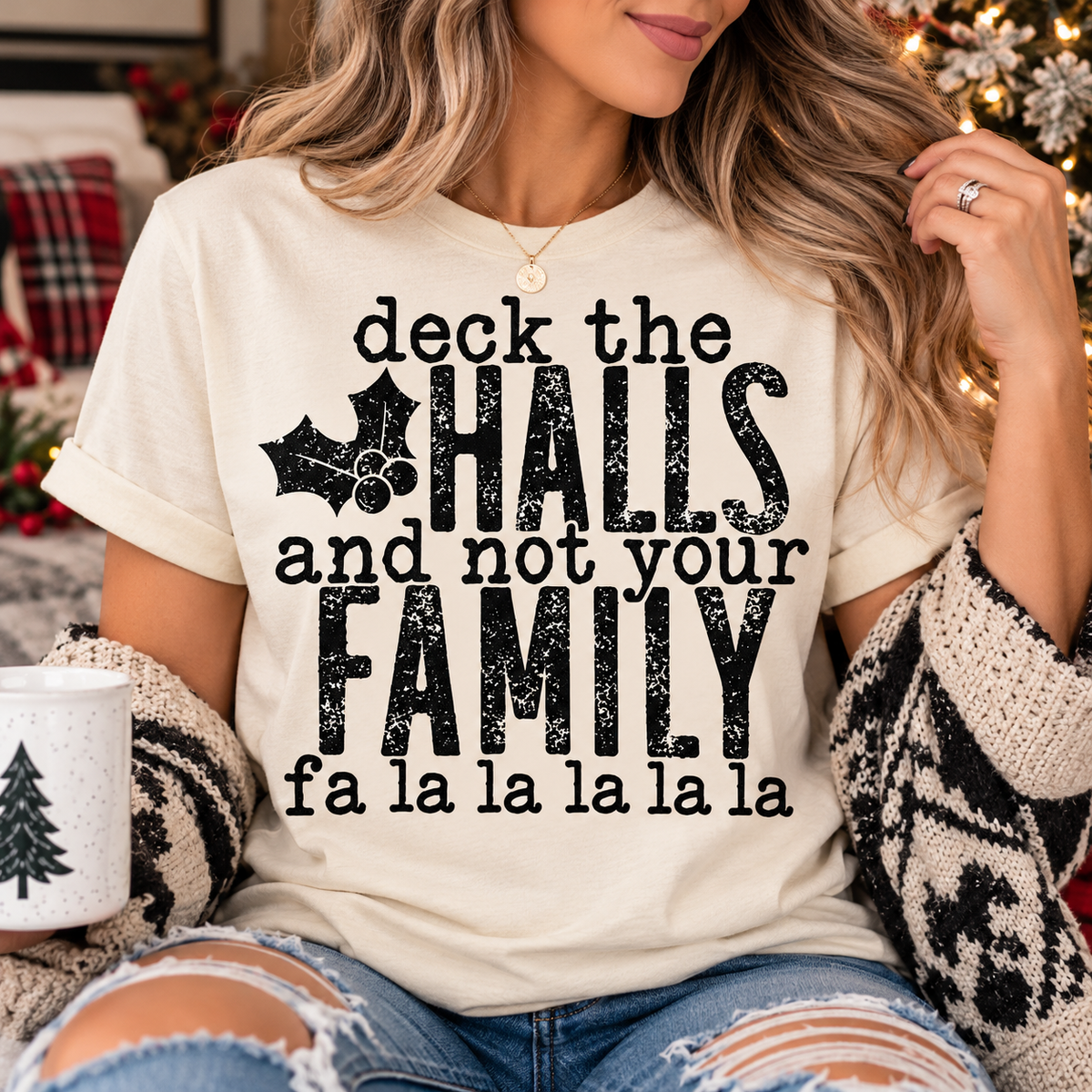 Deck the Halls Not Your Family Minimalist Christmas Tee
