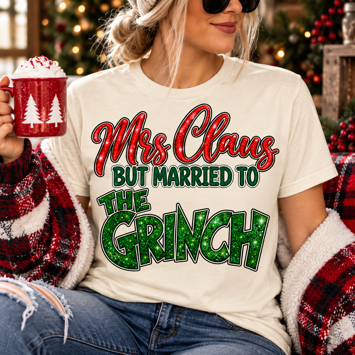 Mrs. Claus But Married to the Grinch | Funny Christmas Graphic Tee