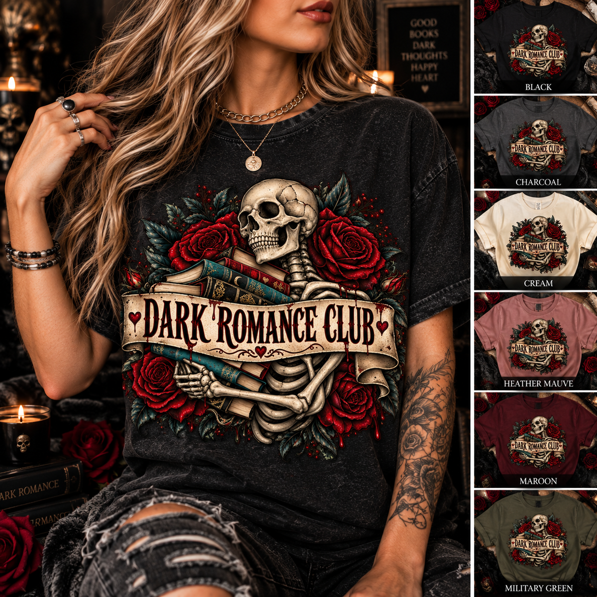 Dark Romance Club Skeleton Graphic Tee