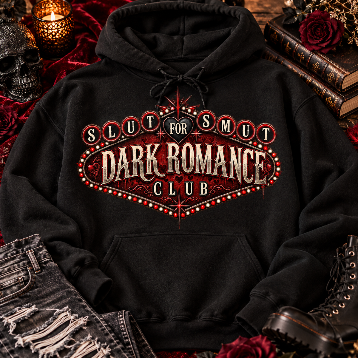 Slut for Smut Dark Romance Club Hoodie | Gothic Bookish Sweatshirt