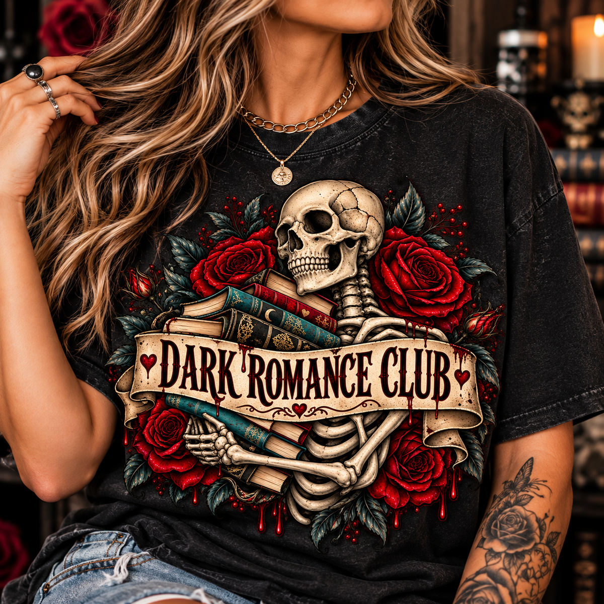 Dark Romance Club Skeleton Graphic Tee