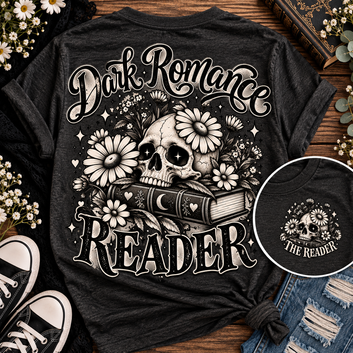 Dark Romance Reader Front & Back Graphic Tee