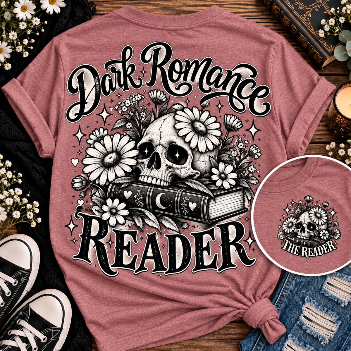 Dark Romance Reader Front & Back Graphic Tee