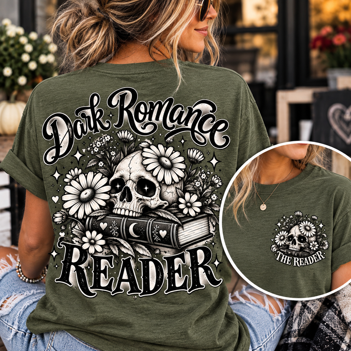 Dark Romance Reader Front & Back Graphic Tee