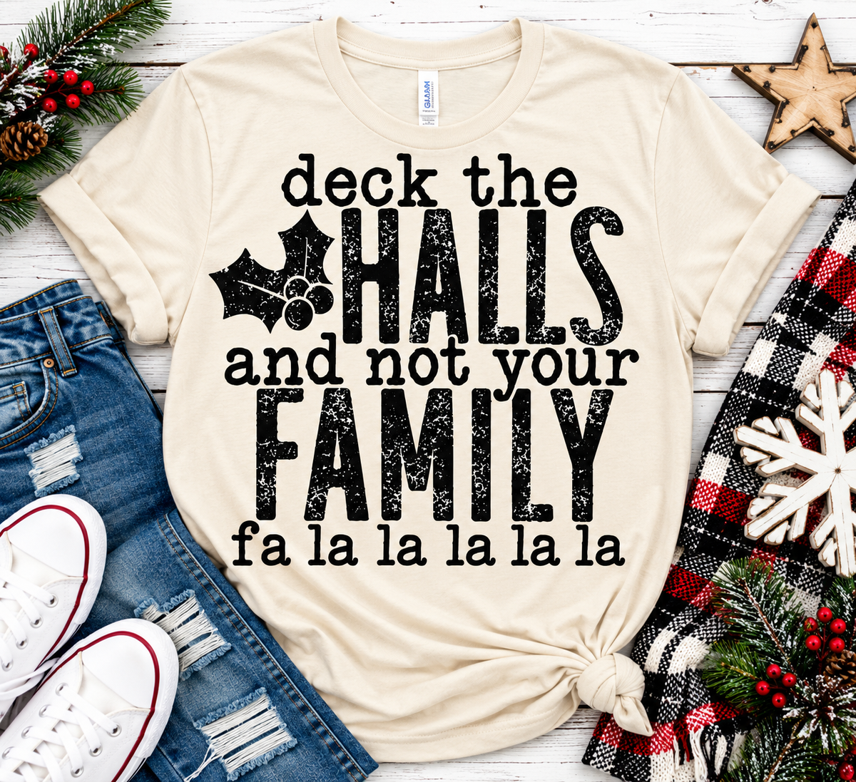 Deck the Halls Not Your Family Minimalist Christmas Tee