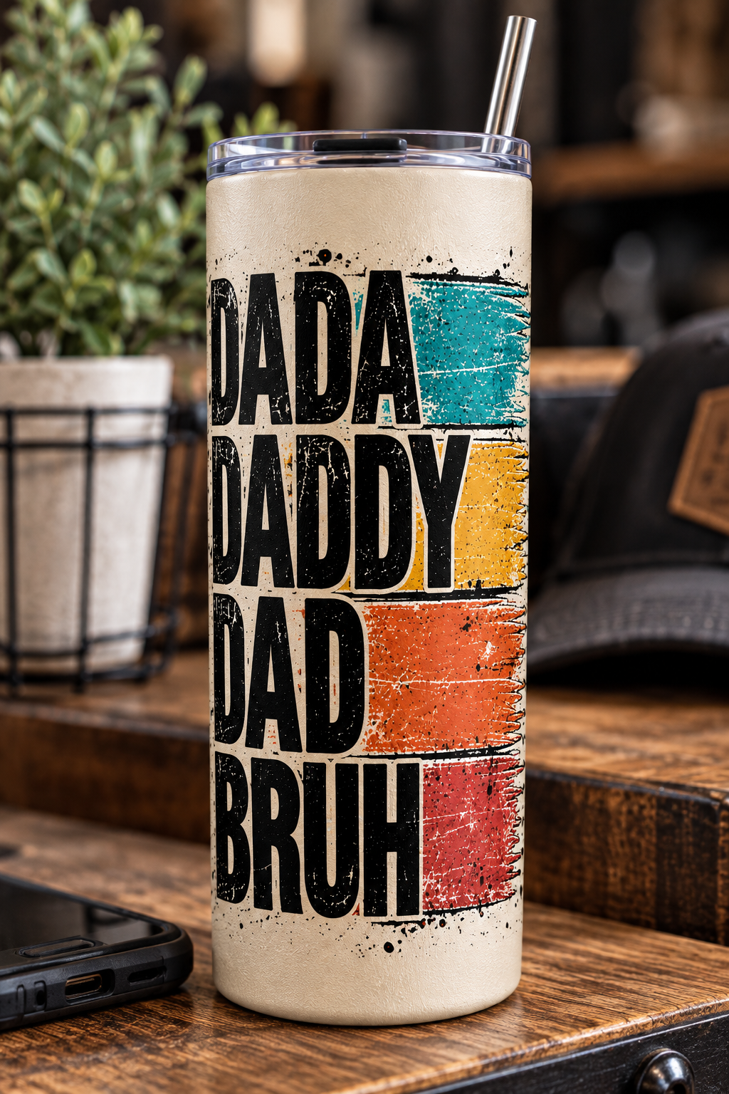 Dada Daddy Dad Bruh Powder Coated Tumbler