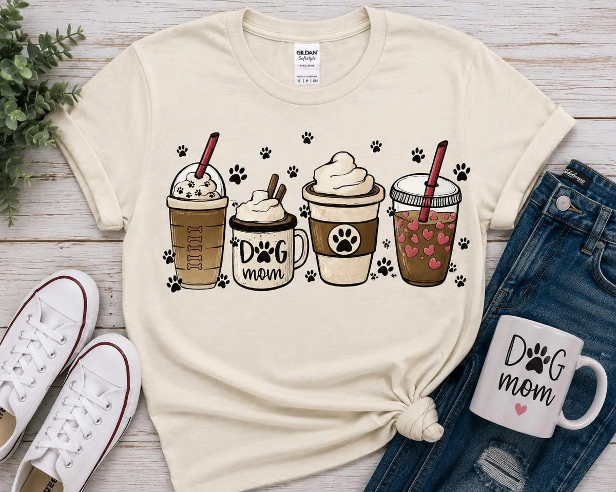 Dog Mom Coffee Lover Graphic T-Shirt
