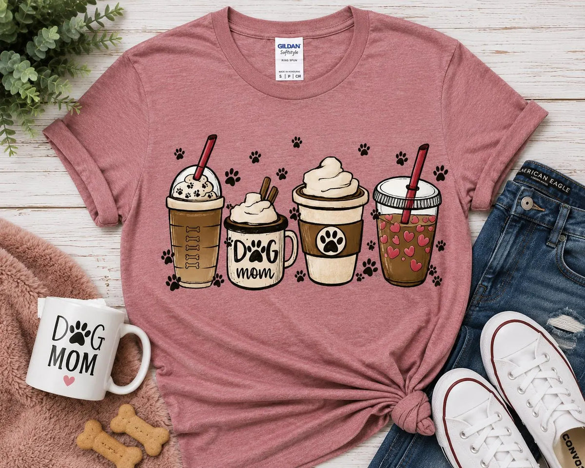 Dog Mom Coffee Lover Graphic T-Shirt