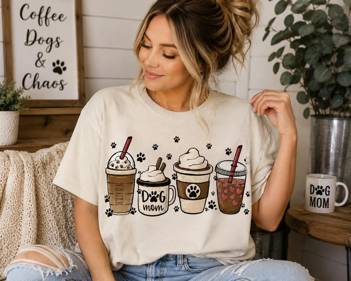 Dog Mom Coffee Lover Graphic T-Shirt
