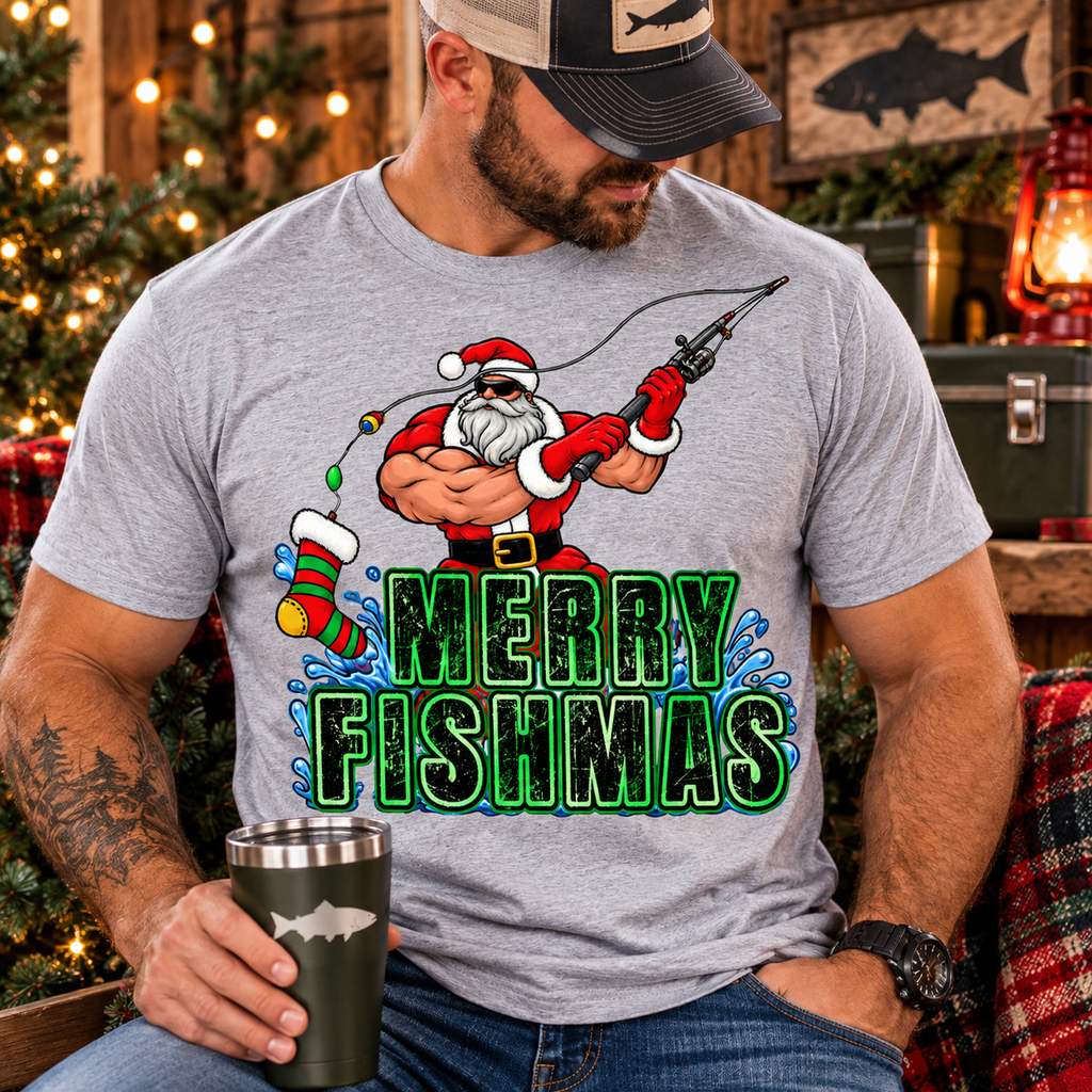 Merry Fishmas | Funny Fishing Christmas Graphic Tee