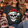 Santa Skull Christmas Lights | Gothic Holiday Graphic Tee