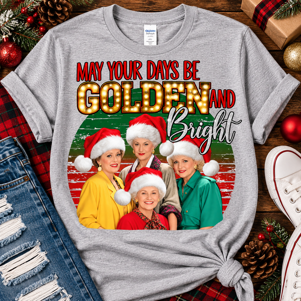 May Your Days Be Golden and Bright | Retro Christmas Graphic Tee