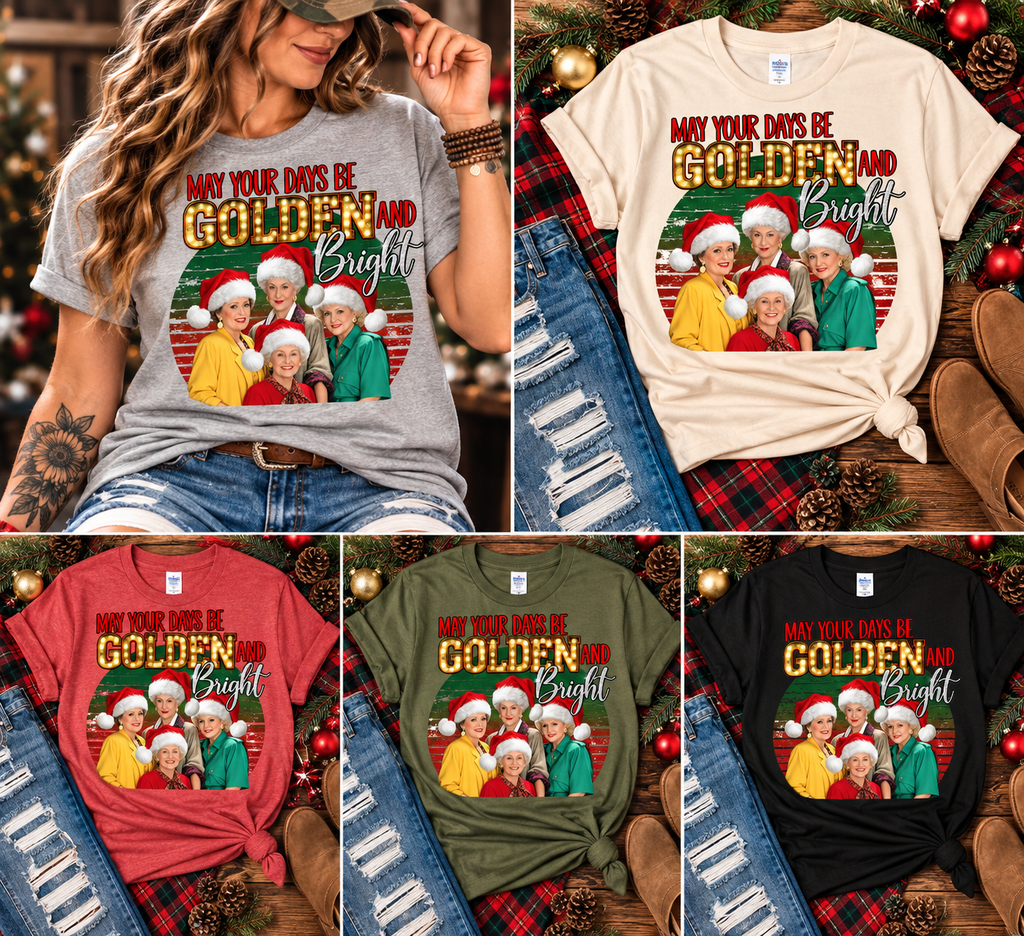 May Your Days Be Golden and Bright | Retro Christmas Graphic Tee
