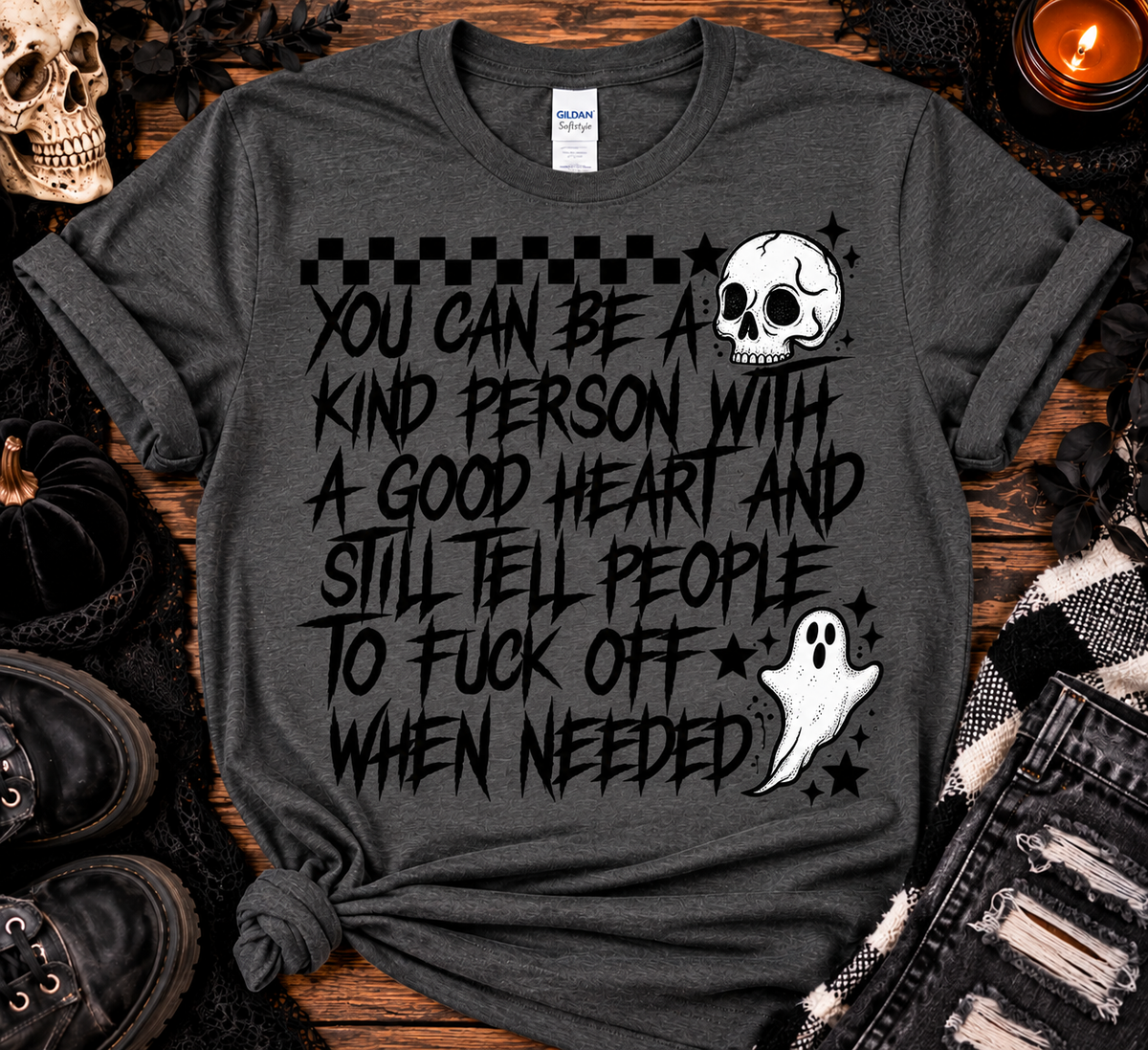 Kind Person, Good Heart, Zero Tolerance | Sarcastic Gothic Graphic Tee