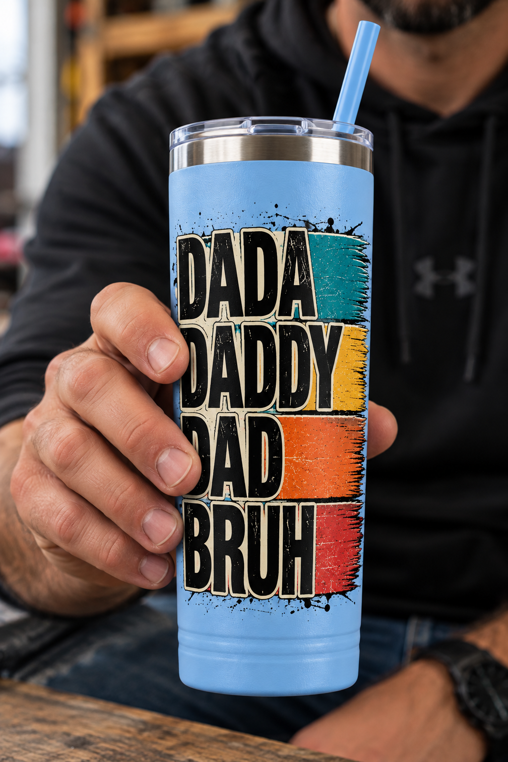 Dada Daddy Dad Bruh Powder Coated Tumbler