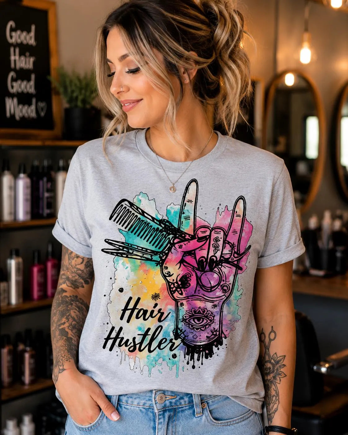 Hair Hustler Hairstylist Graphic T-Shirt