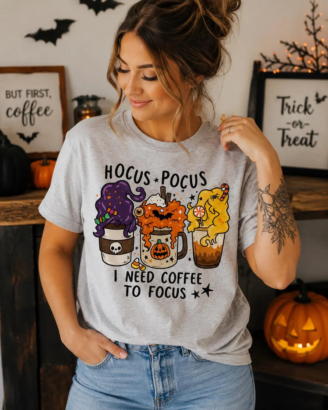I Need Coffee to Focus Graphic T-Shirt