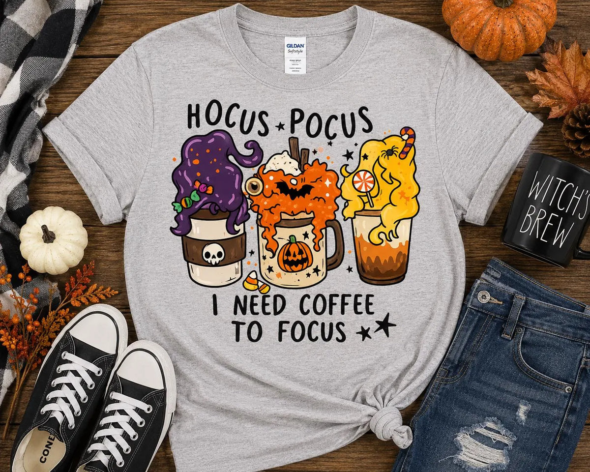 I Need Coffee to Focus Graphic T-Shirt