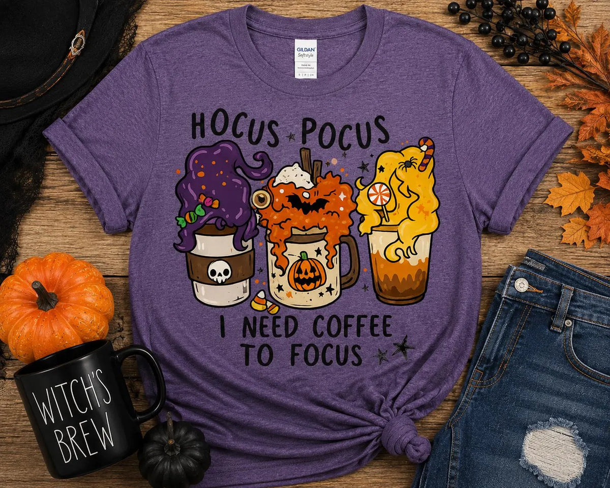I Need Coffee to Focus Graphic T-Shirt