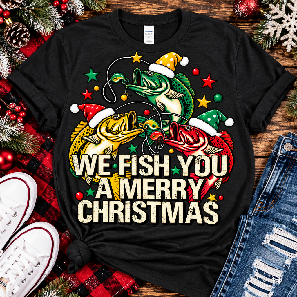 We Fish You a Merry Christmas | Funny Fishing Graphic Tee