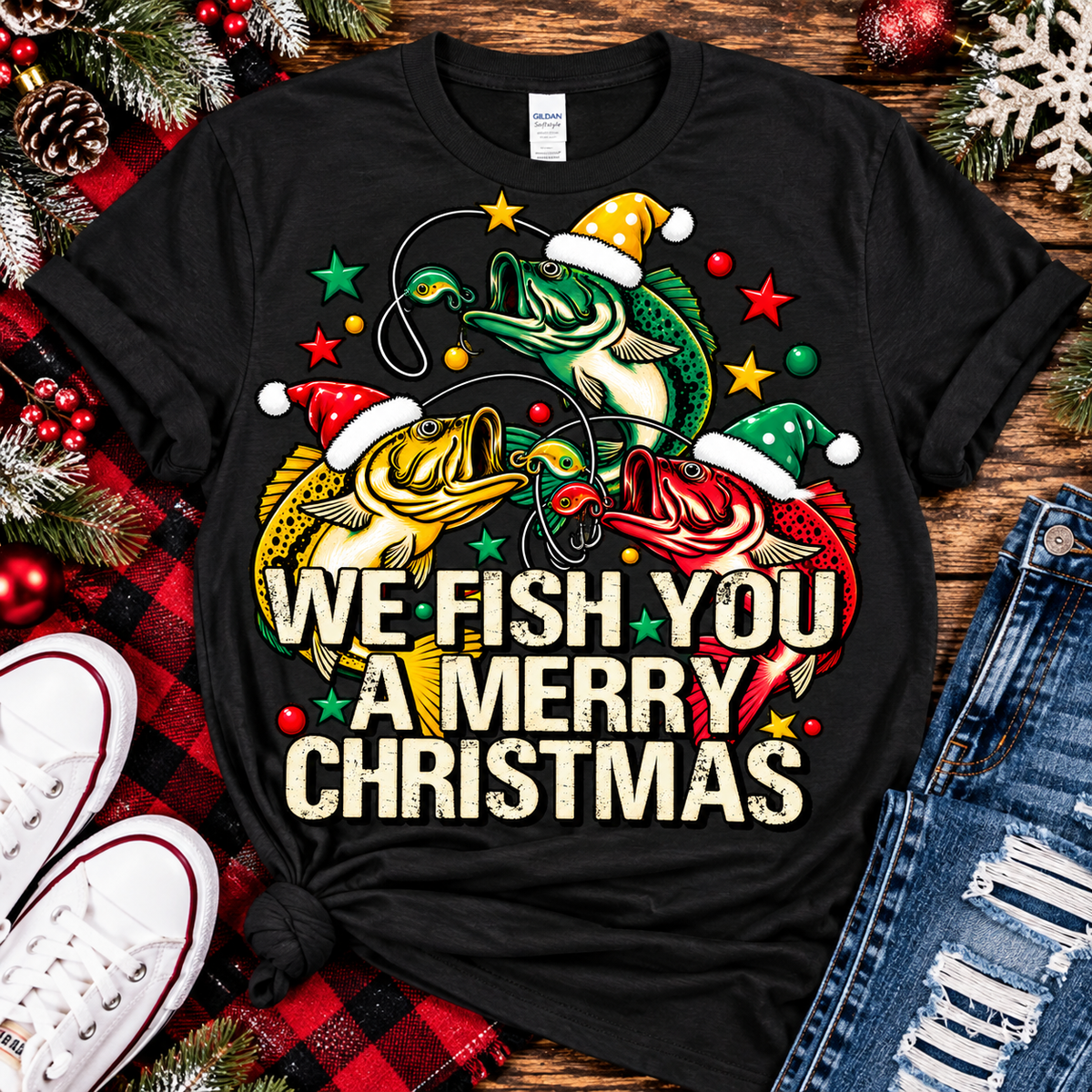We Fish You a Merry Christmas | Funny Fishing Graphic Tee
