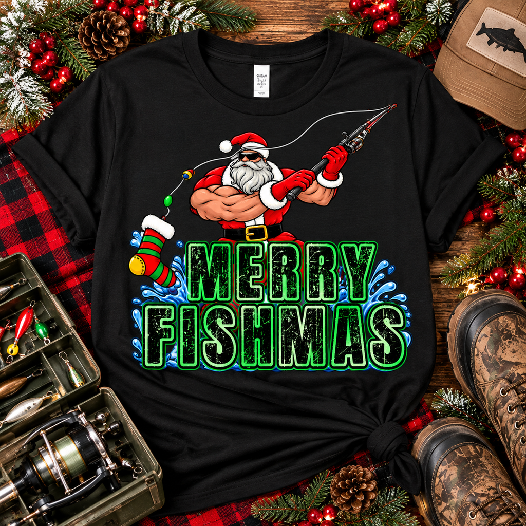 Merry Fishmas | Funny Fishing Christmas Graphic Tee