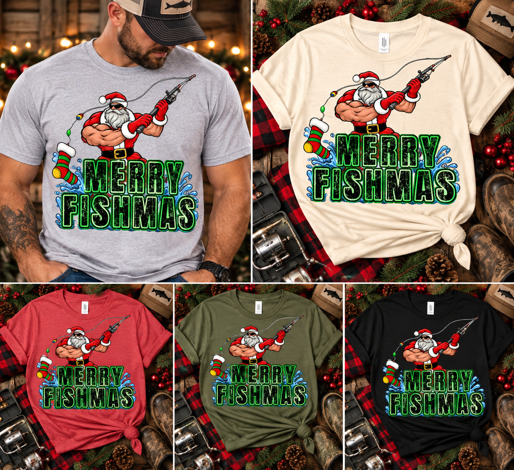 Merry Fishmas | Funny Fishing Christmas Graphic Tee