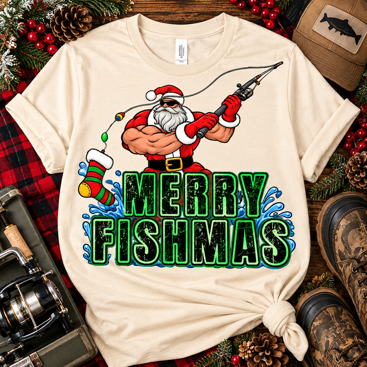 Merry Fishmas | Funny Fishing Christmas Graphic Tee