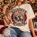 Reindeer Crossing | Rustic Christmas Graphic Tee